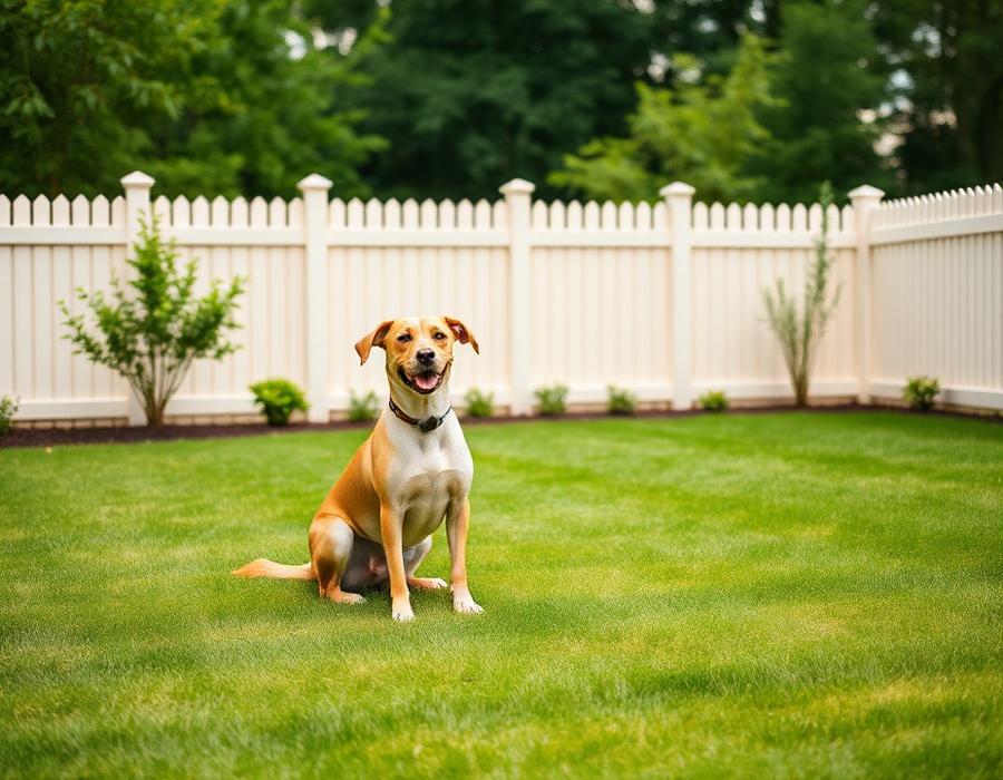 Backyard lawn kept clean by routine pet-waste removal service